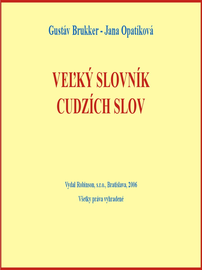 Velky Slovnik Cudzich Slov | PDF