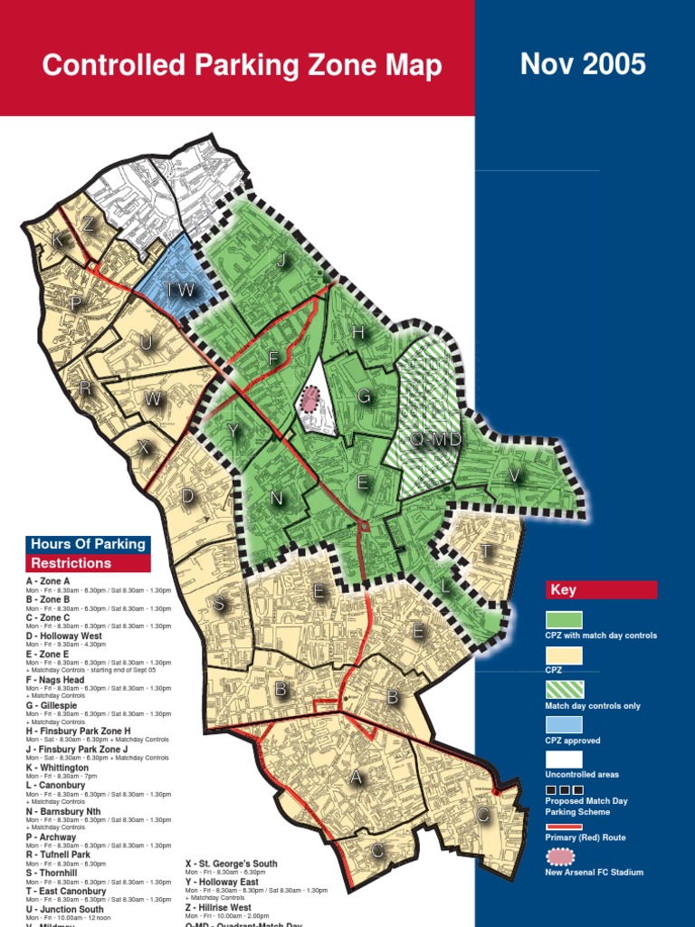 Controlled Parking Zone Map Nov 2005 K K P TW TW J H Z PDF Sports