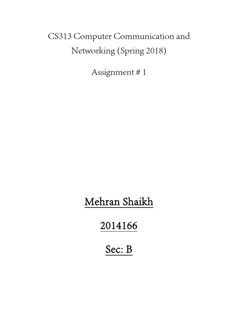 CS313 Computer Communication and Networking (Spring 2018) Assignment ...