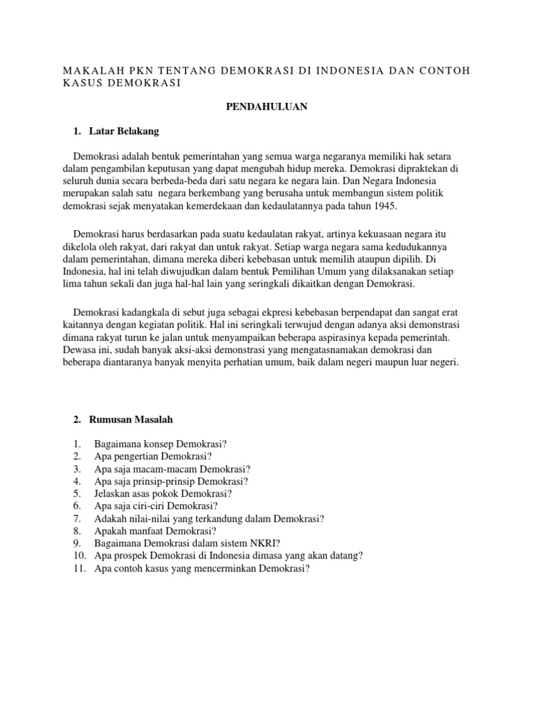 Makalah Pkn Tentang Demokrasi Di Indonesia