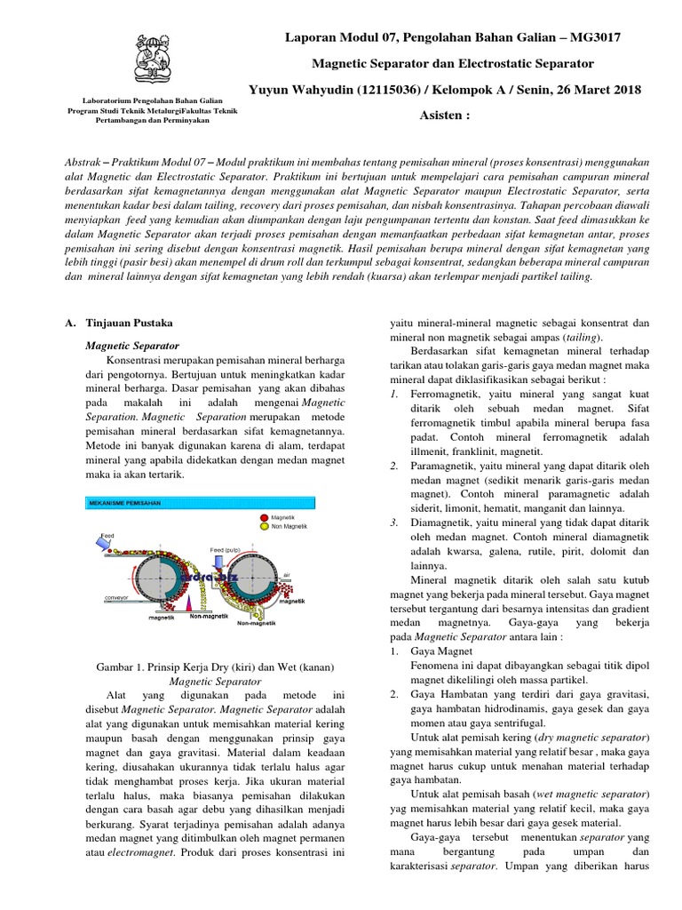 Laporan Modul 7 Pengolahan Bahan Galian Laporan Modul 7 Pengolahan Bahan Galian