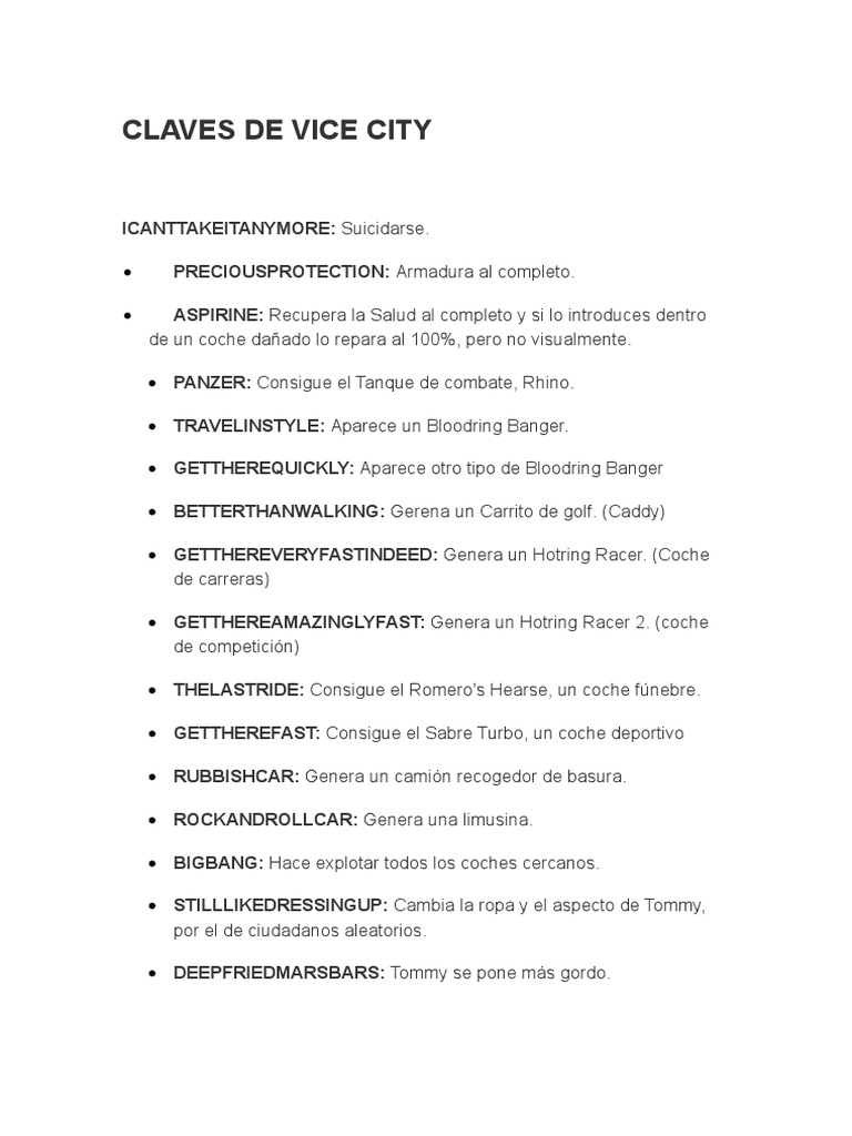 Claves y Trucos de Vice City PDF Peatonal Ocio