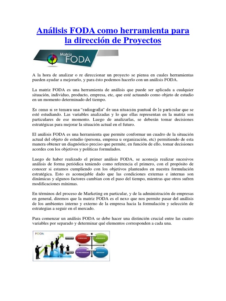 Análisis FODA Como Herramienta para La Dirección de Proyectos | PDF ...