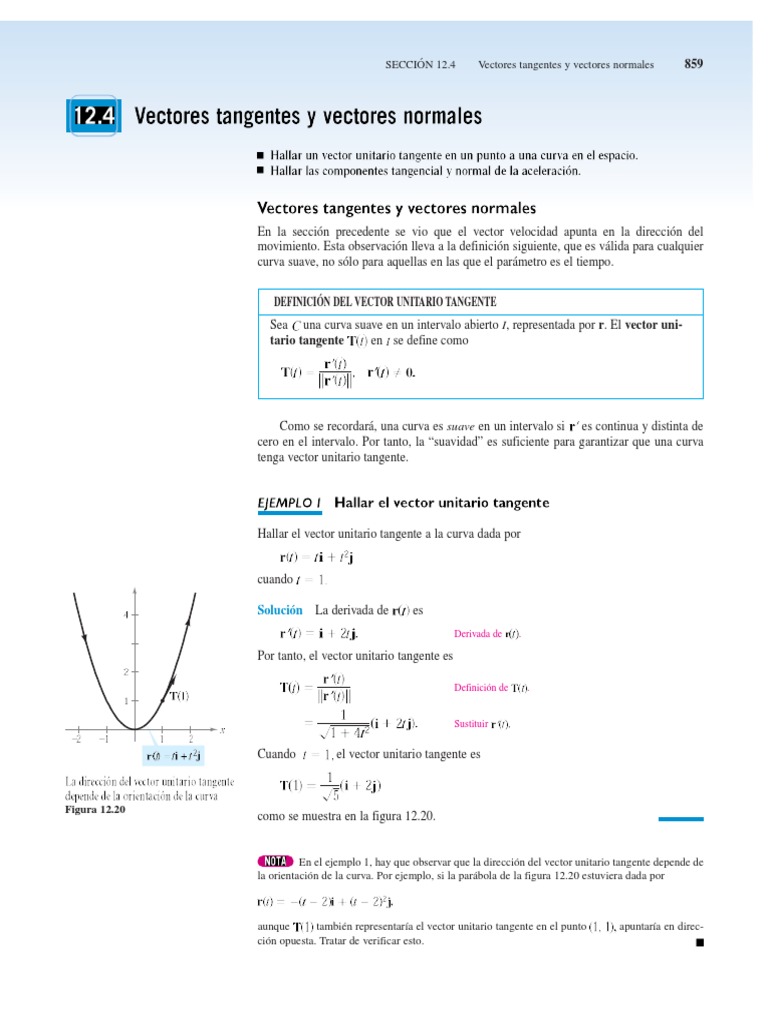 12.4 Vector Tangente y Normal | PDF | Aceleración | Vector Euclidiano