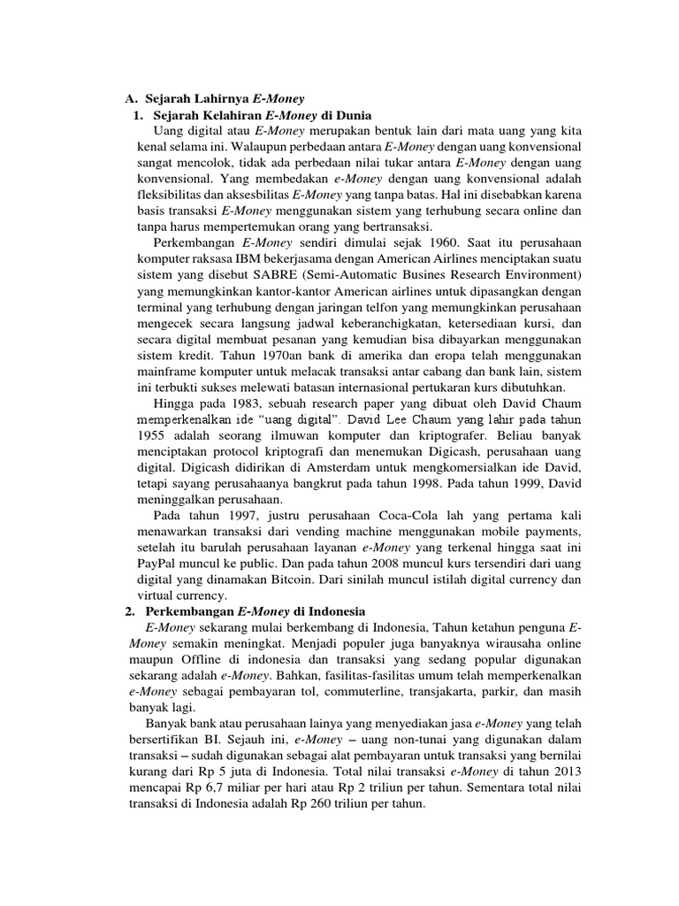 Sejarah Lahirnya Emoney | PDF