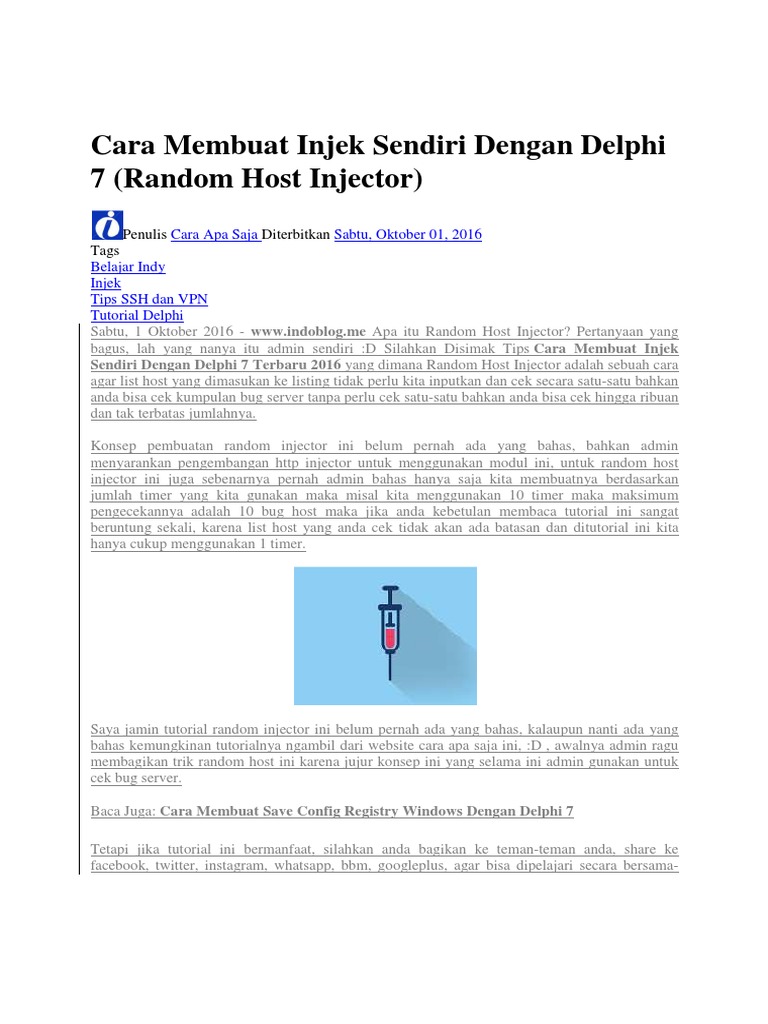 Cara Membuat Injek Sendiri Dengan Delphi 7 Pdf