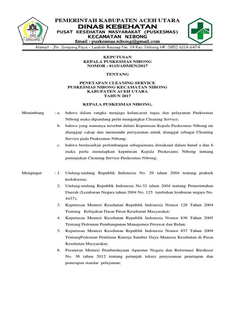 Contoh Sk Cleaning Service Kantor Desa Guru Paud