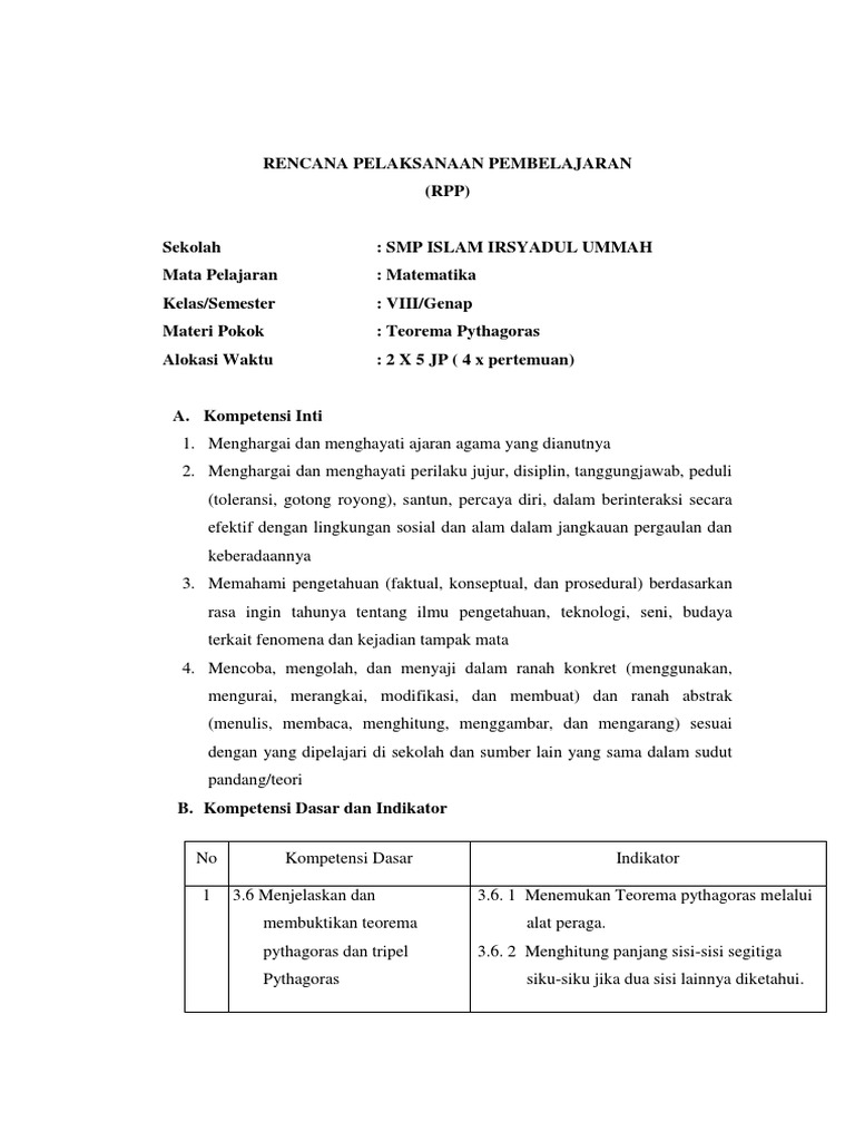 1 Kd 3 6 Teorema Pythagoras Materi Pengayaan