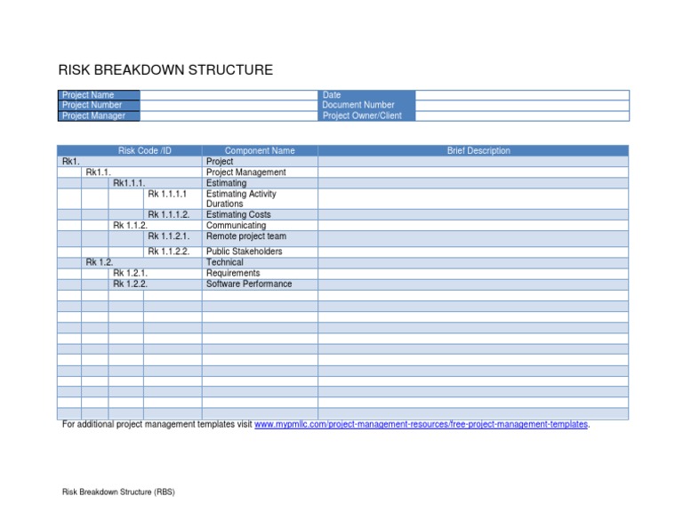 Risk Breakdown Structure Template | PDF