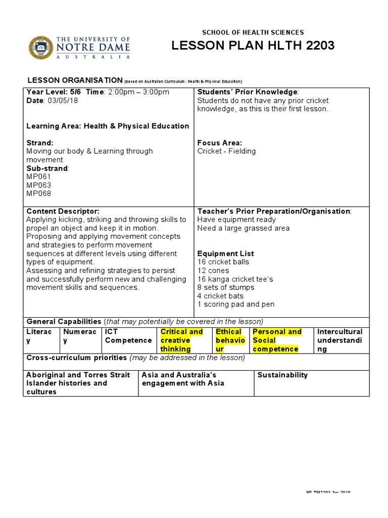 KS2 Cricket Fielding Lesson Plan | PDF | Bowling (Cricket) | Teams