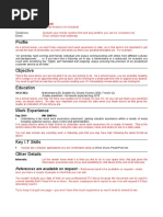 School Leaver CV Template