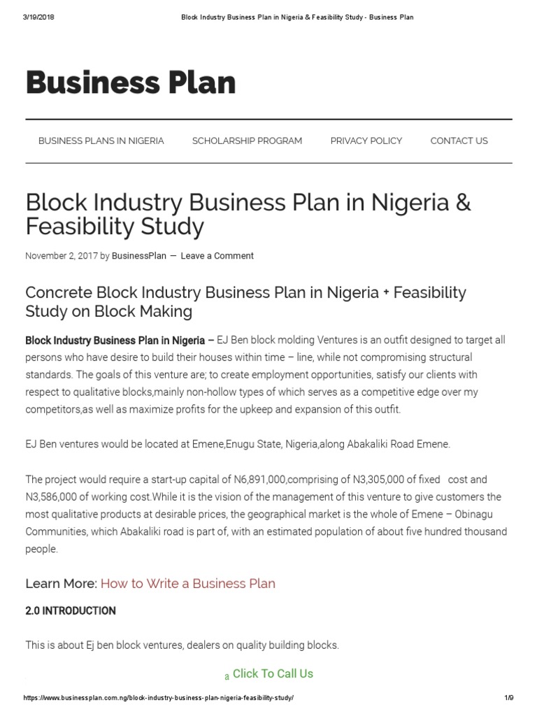 block industry business plan pdf