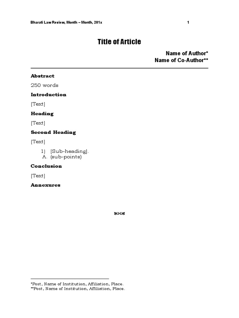 Article Title and Author Format Guide | PDF