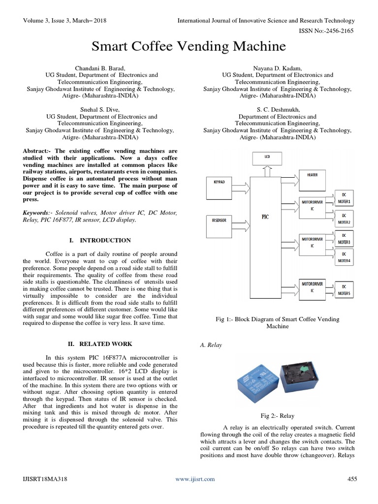 Smart Coffee Vending Machine | PDF | Relay | Electric Motor