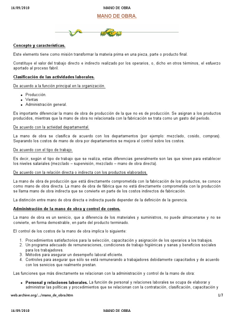 Control de la mano de obra pdf