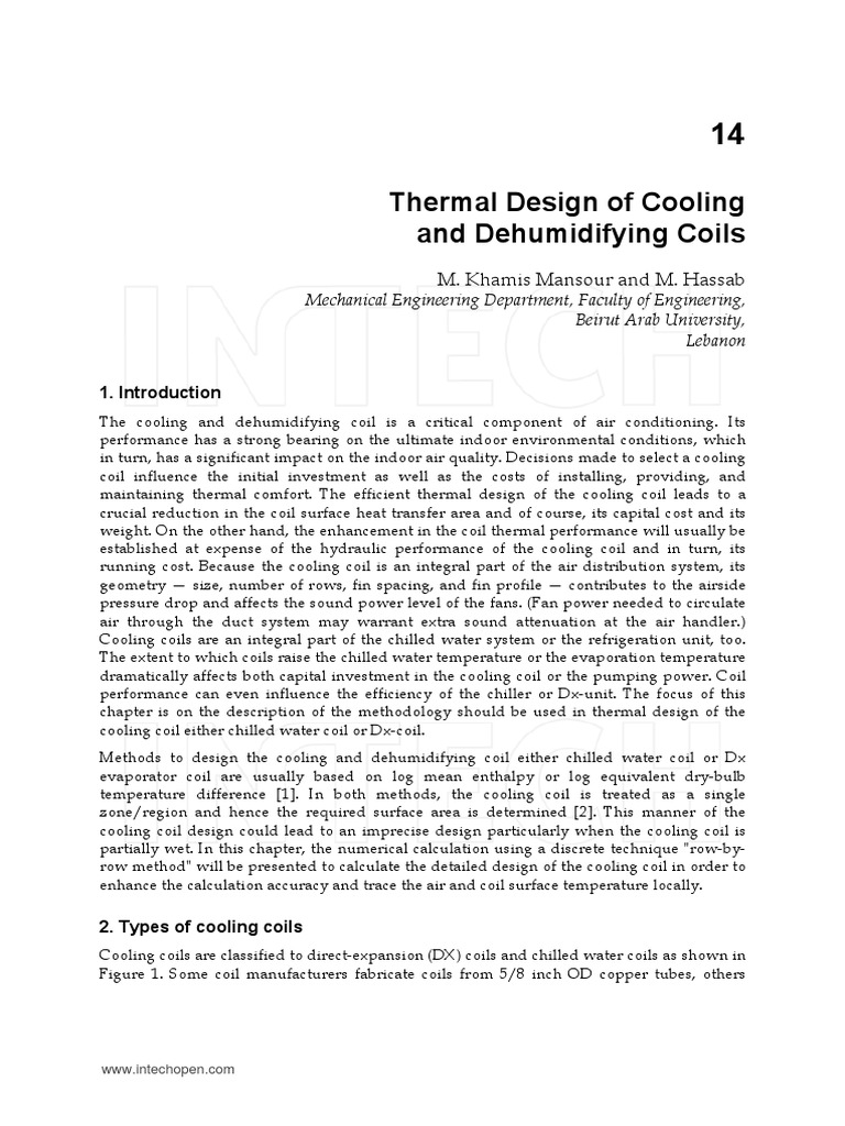 Thermal Design of Cooling Coils | PDF | Heat Transfer | Refrigeration