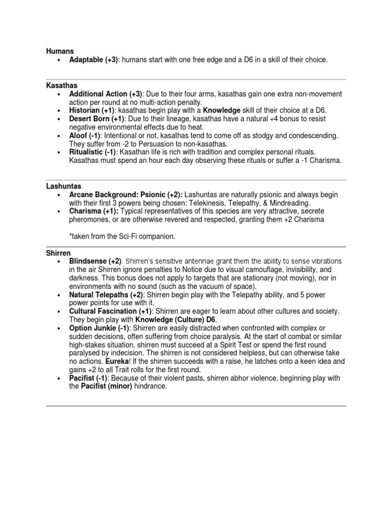 Starfinder Races Overview | PDF | Nature