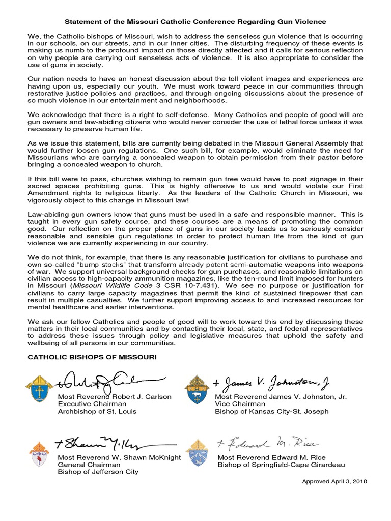 Statement On Gun Violence | PDF | Gun Violence In The United States ...