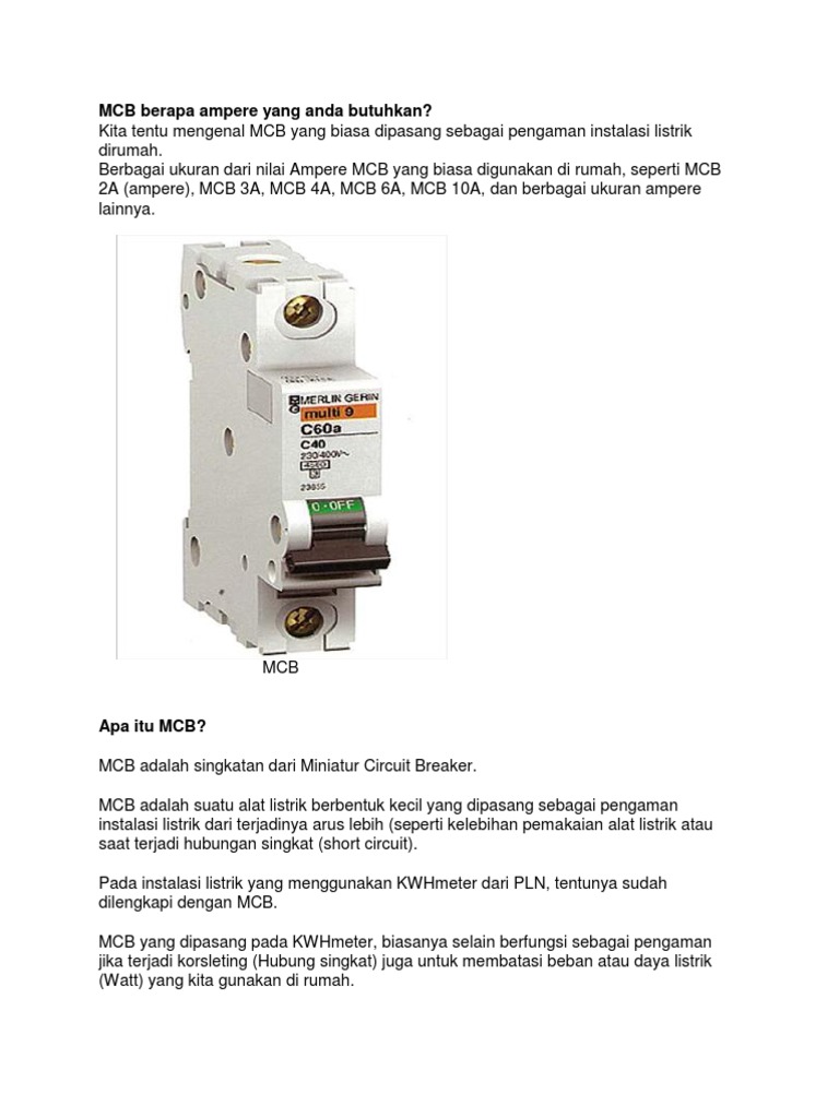 MCB Berapa Ampere Yang Anda Butuhkan | PDF