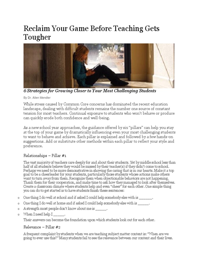 Reclaim Your Game Before Teaching Gets Tougher | PDF | Motivation ...