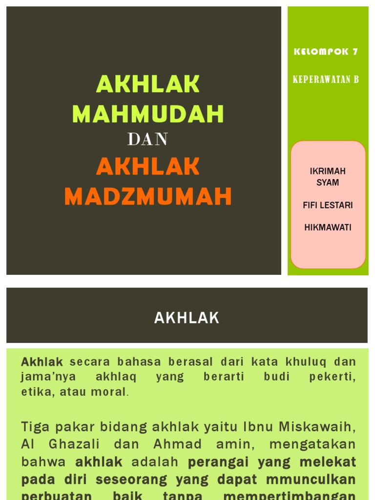 Akhlak madzmumah adalah