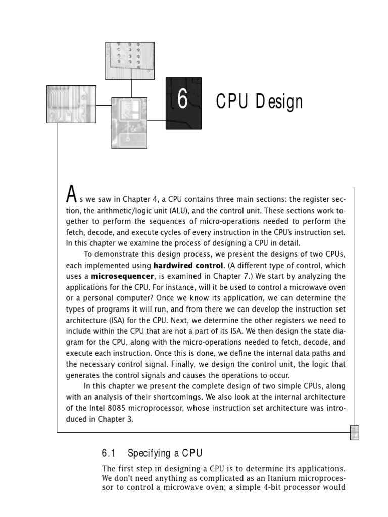 CPU Design PDF PDF Central Processing Unit Input/Output