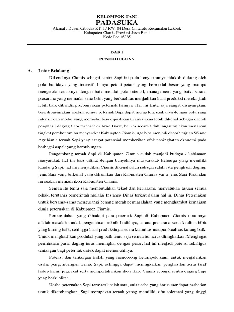 Proposal Ternak Sapi Bab I