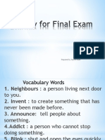 Review For Final Exam