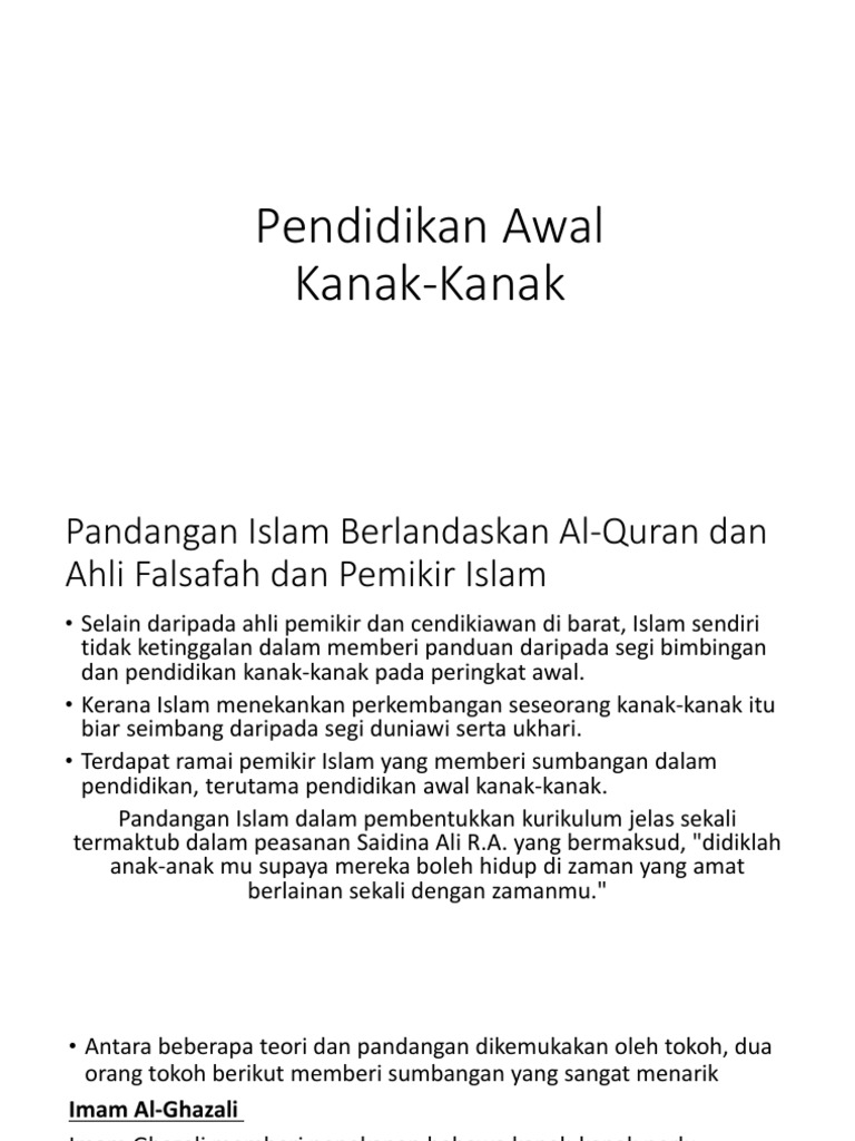Pendidikan Awal Kanak Kanak Mpu Pendidikan Islam Pdf
