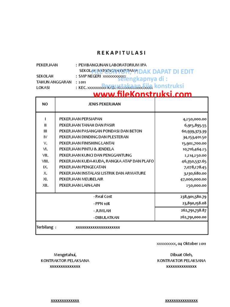 Contoh Dokumen Tender Proyek Konstruksi | PDF