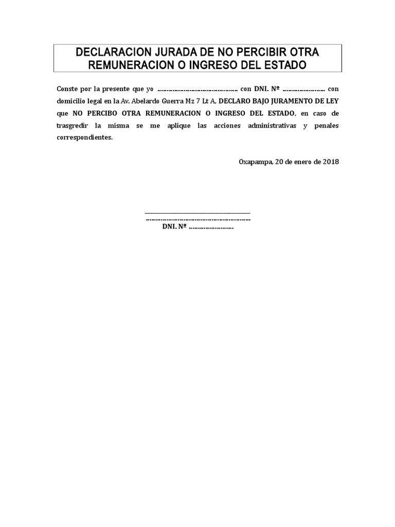Modelo De Declaracion Jurada De Ingresos – VKHVL