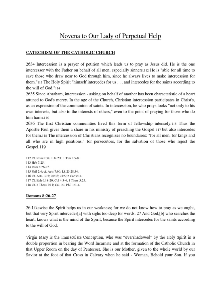 Novena to Our Lady of Perpetual Help | PDF | Intercession | Mary ...