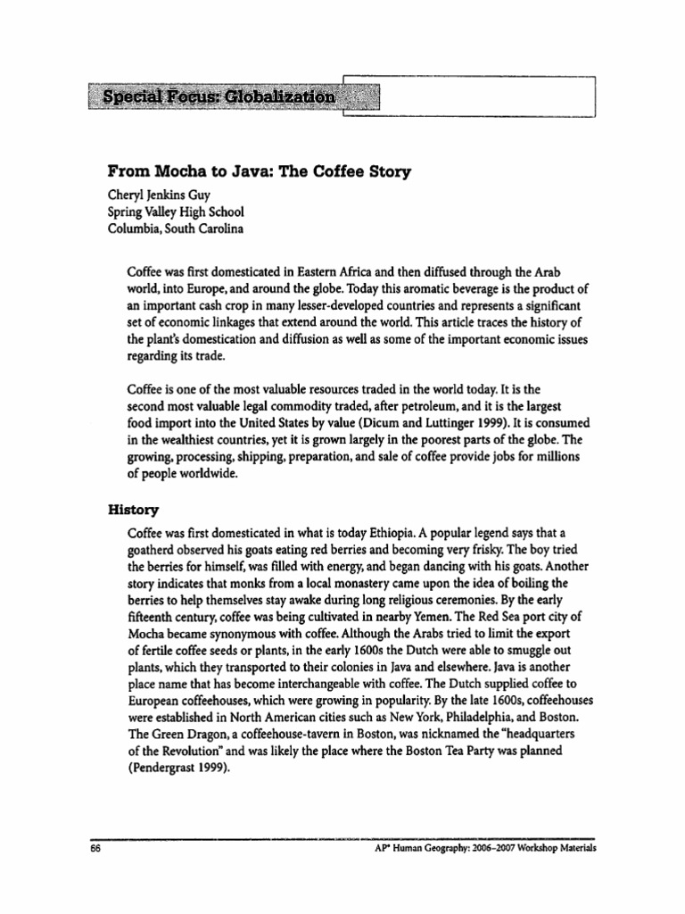 From Mocha To Java Reading And Article