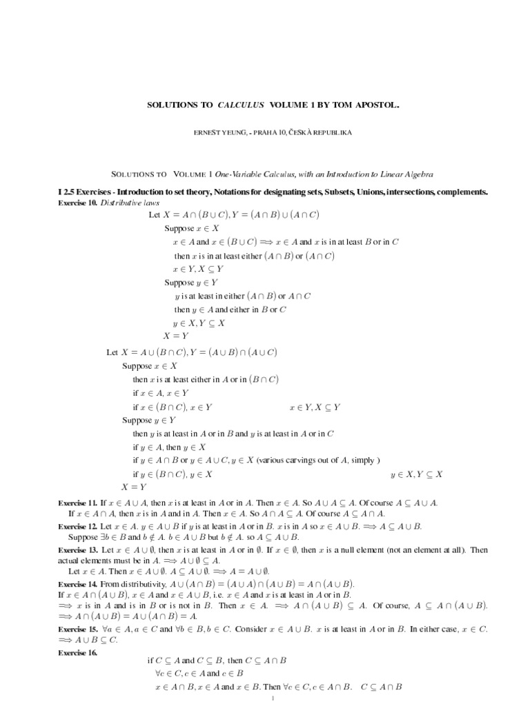 Mk 415 Solutionstotomapostolcalculusvolume1 Real Number Numbers