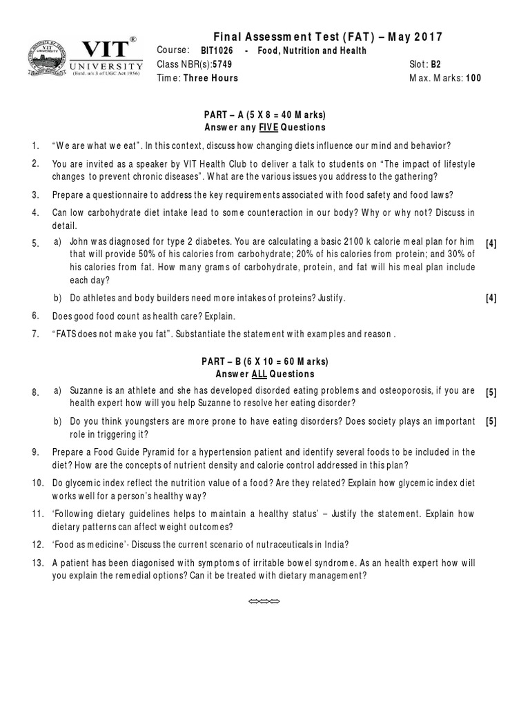 Final Assessment Test (FAT) - May 2017: Course: - Class NBR(S) : Slot ...