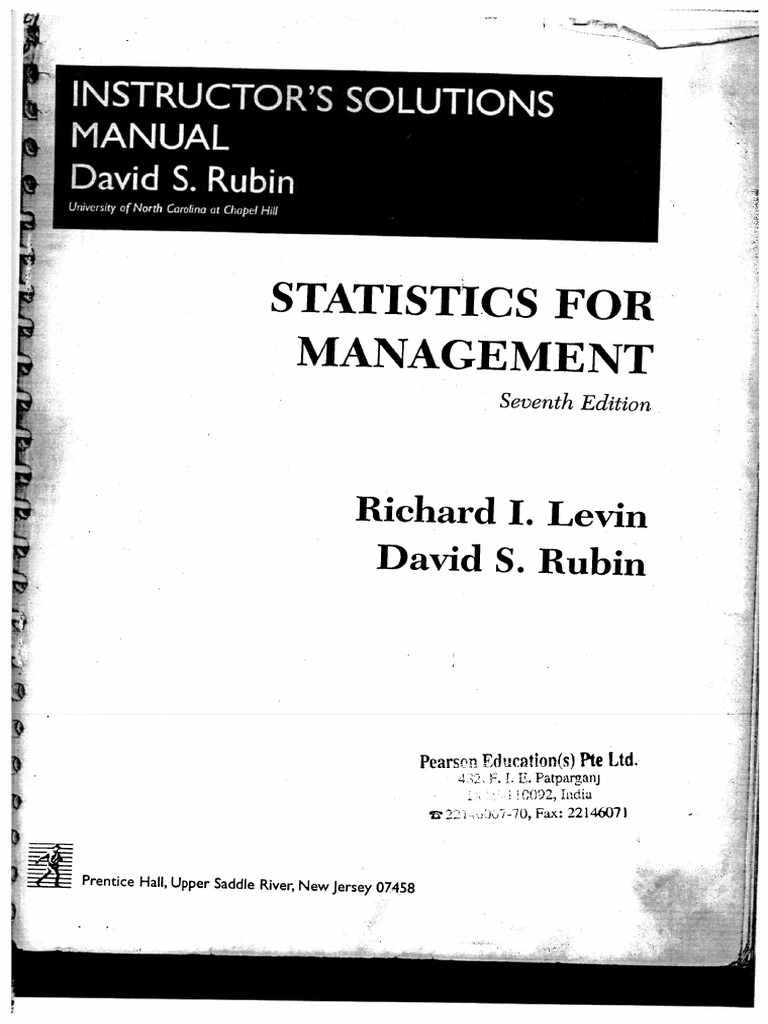 Statistics For Management 7 Ed by Richard S. Levin Solution Manual | PDF