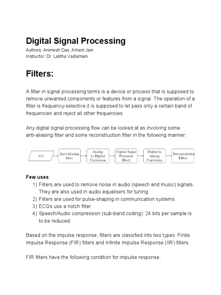 DSP Notes 1stFebto12thFeb | PDF | Filter (Signal Processing) | Digital ...