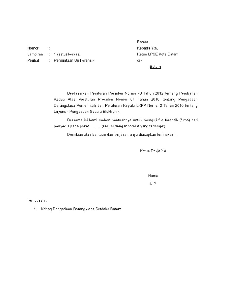Form Permintaan Dan BA Uji Forensik | PDF