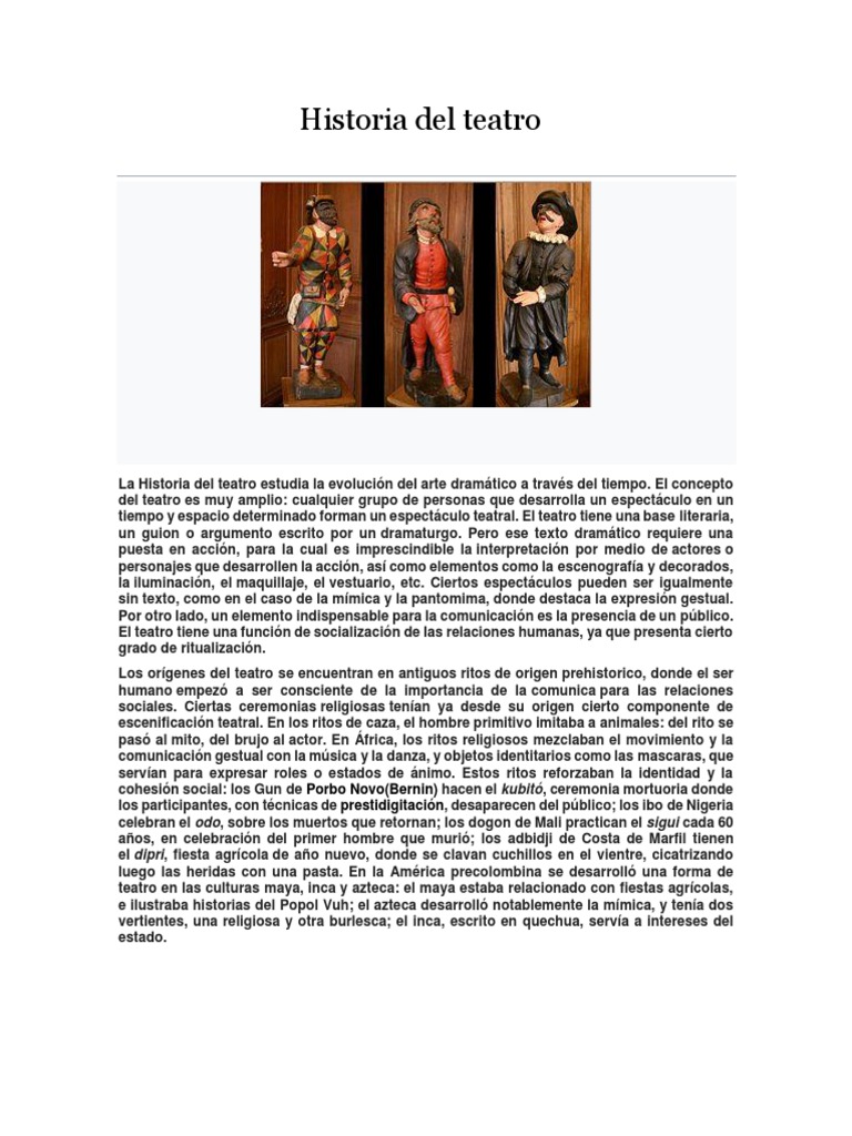 Evolución del Teatro a lo Largo del Tiempo | PDF | Teatro | Las artes ...