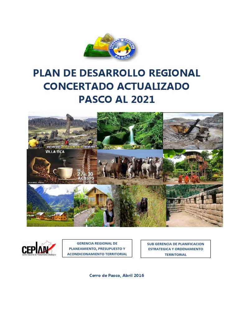 Plan de Desarrollo Regional Pasco 2021 | PDF | Andes | Planificación