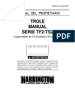 Manual Del Propietario Trole Manual Serie Tf2/Ts2: Capacidades de 1/2 Tonelada A 20 Toneladas