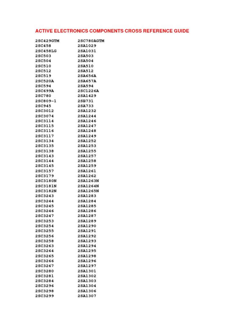 Component Cross Reference | PDF | Integrated Circuit | Electrical