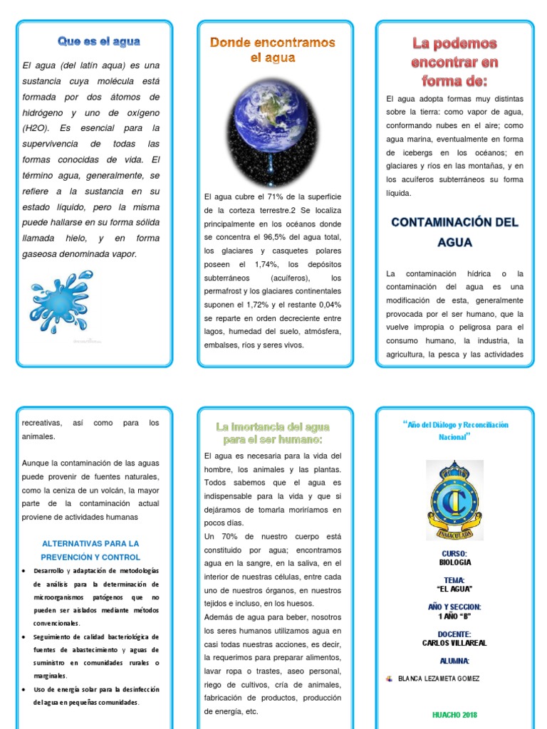 Tríptico sobre el Cuidado del Agua | PDF | Materiales transparentes | Agua