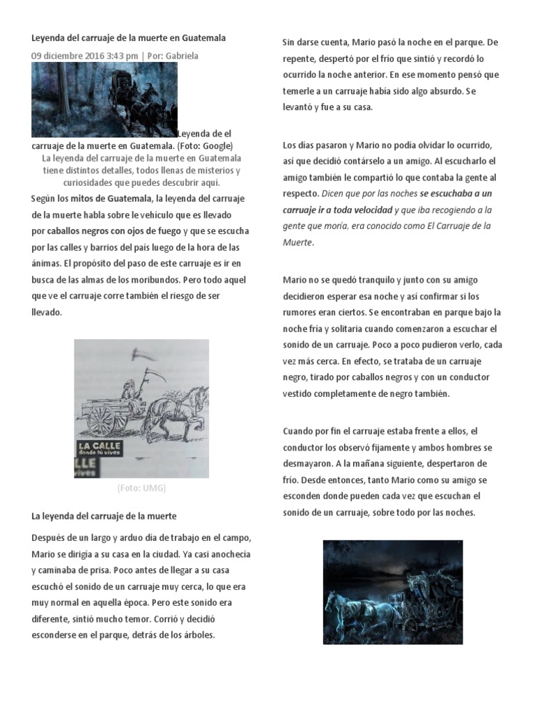 Leyenda Del Carruaje de La Muerte en Guatemala Noche Guatemala