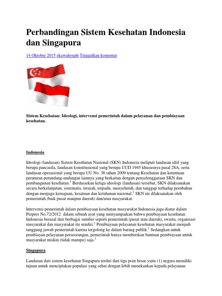 Perbandingan Sistem Kesehatan Indonesia Dan Singapura Pdf