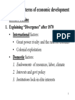 Divergent Patterns of Economic Development: Lecture Outline 1. Explaining "Divergence" After 1870