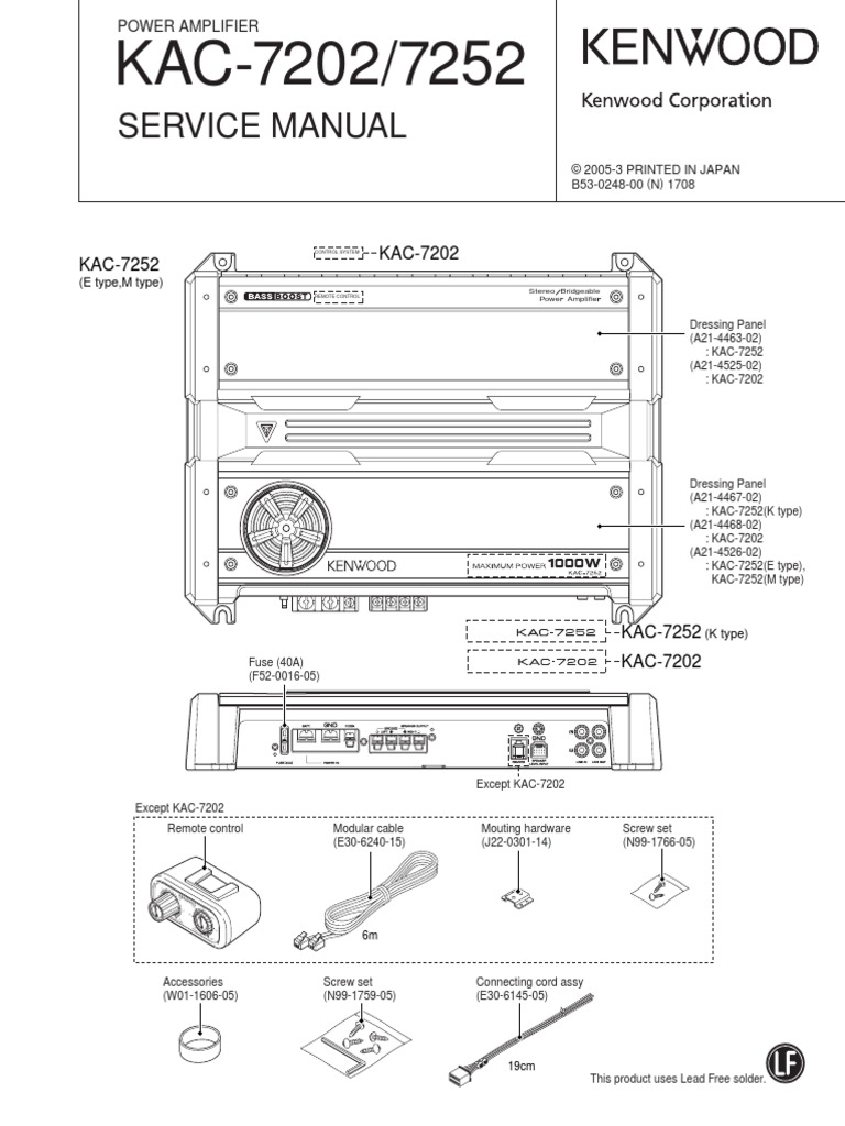 Kenwood KAC 7252 Service Manual | PDF | Amplifier | Electronic