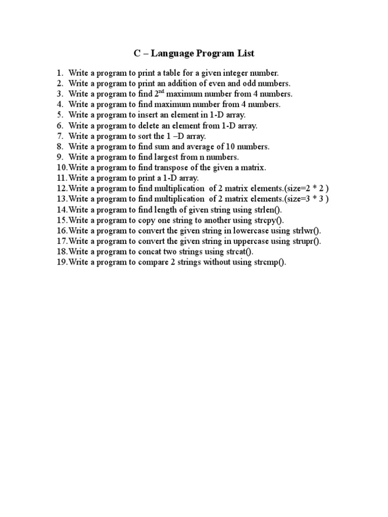 C Program List | PDF