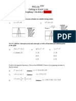 Precalc HW Getting To Know Your Graphing Calculator-Answers: Y X X Y