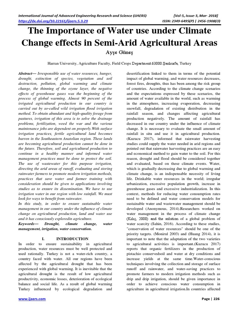 Water Management in Semi-Arid Agriculture | PDF | Irrigation | Agriculture